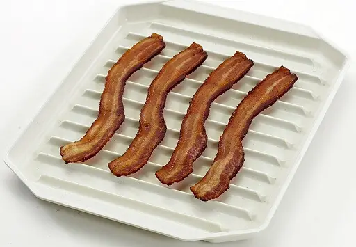 Microwave turkey bacon with a tray 